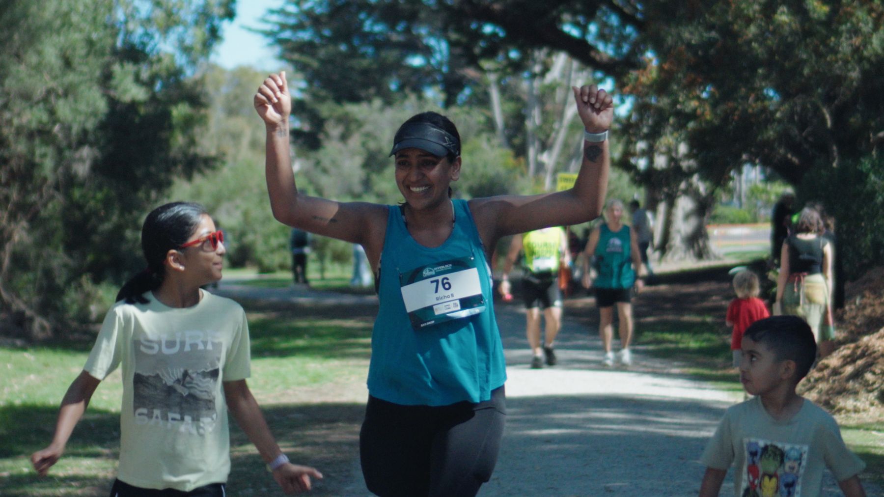 Runner crossing the finish line